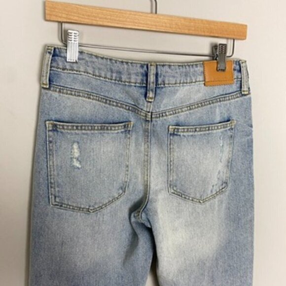 Avec Les Filles Ripped Mid Rise Mom Jeans Distressed Straight Leg Size 27 - Picture 6 of 9